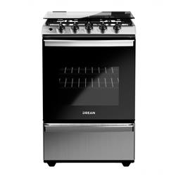 Cocina Drean A Gas CD5614ai0 Luz/Encendido Multigas Tapa de Vidrio Acero