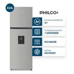 Heladera Inverter Con Freezer Philco No Frost 324 Litros Acero Dispenser