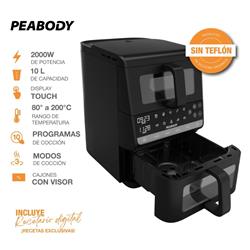 Freidora De Aire Peabody Pe-afdl104n Doble Canasta 10 L Negro