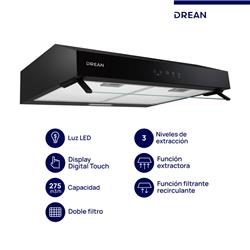 Purificador Extractor Drean Cudr604ia De 60 Cm NEgro